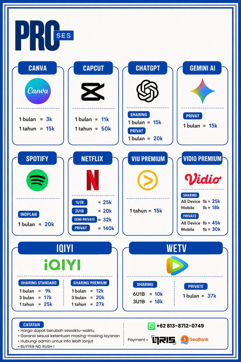 sw3ety0's tweet photo. hai semua! aku jual aplikasi premium murah dan full garansi. amanah 100% ✨

wts wtb apk prem canva, capcut, chatgpt, gemini, spotify, netflix, viu, vidio, iqiyi, wetv
💭yg mau boleh langsung chat aku yaa https://t.co/ibi4nVSYDZ 

#zonauang #zonajajanᅠᅠᅠ https://t.co/nd0gdzQILj