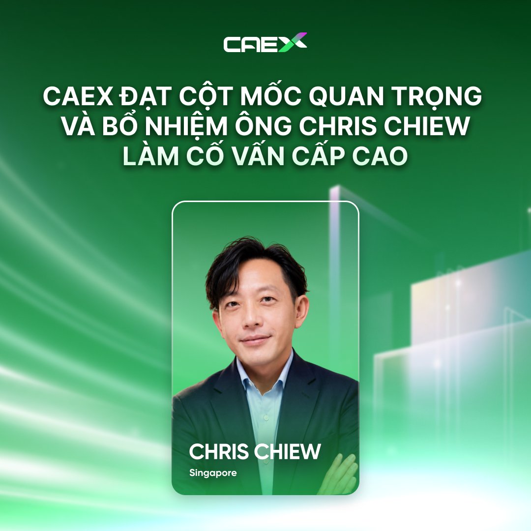 officialcaex's tweet photo. CAEX ĐẠT CỘT MỐC QUAN TRỌNG VÀ BỔ NHIỆM ÔNG CHRIS CHIEW LÀM CỐ VẤN CẤP CAO 

Trong tiến trình xây dựng và tham gia phát triển thị trường tài sản mã hóa minh bạch và bài bản tại thị trường Việt Nam, CAEX trân trọng thông báo cột mốc quan trọng trong chiến lược phát triển dài hạn: 

1. Vừa qua, CAEX chính thức công bố đã hoàn thành và được chấp thuận sơ bộ từ Bộ Tài Chính trong lộ trình cấp Giấy phép cung cấp dịch vụ và tổ chức thị trường giao dịch tài sản mã hóa, theo công văn hồi đáp từ Cơ Quan Chức Năng. Hiện tại, CAEX đang tập trung hoàn thiện các thủ tục kiểm thử, hồ sơ an toàn thông tin cấp độ 4, để đảm bảo đáp ứng các tiêu chuẩn vận hành và tuân thủ pháp lý, sẵn sàng cho giai đoạn thẩm định nâng cao .

2. CAEX chính thức bổ nhiệm ông Chris Chiew vào vị trí Cố vấn cấp cao. Ông Chris Chiew sở hữu gần 20 năm kinh nghiệm thực chiến trong lĩnh vực tài chính quốc tế, từng đảm nhiệm các vị trí Giám đốc toàn cầu phụ trách mảng Giao dịch Spot và Dịch vụ Lưu ký tại Binance. Trước đó, ông đã có 12 năm công tác tại tập đoàn tài chính hàng đầu thế giới Goldman Sachs với chuyên môn sâu về quản trị vận hành và kiểm soát rủi ro tại các thị trường Singapore, Tokyo và Bắc Kinh. Thời gian tới, ông Chris sẽ tham gia vào đội ngũ lãnh đạo CAEX với vị trí điều hành chủ chốt. 

3. Ngày 12/5 tới đây, ông Chris Chiew sẽ đại diện CAEX tham gia Digital Trust in Finance 2026 – diễn đàn quốc gia về xây dựng niềm tin trong lĩnh vực giao dịch điện tử được bảo trợ bởi Bộ Công An và đồng hành cùng Bộ Tài Chính và Ngân hàng Nhà Nước. Sự kiện quy tụ các tổ chức tài chính, công nghệ và các người dùng trực tiếp nhằm trao đổi về các xu hướng và định hướng phát triển của thị trường. 
Trong khuôn khổ sự kiện, CAEX đồng hành và trình bày tham luận mang chủ đề: Từ tài sản truyền thống đến tài sản mã hóa: Hành trình chuyển dịch niềm tin trong kỷ nguyên số. Song song với đó, CAEX cũng tham gia phiên thảo luận cùng các đại diện Cục An Ninh Mạng, đại diện Bộ Tài Chính và các tổ chức công nghệ quốc tế. 

CAEX sẽ tiếp tục cập nhật những bước tiến mới nhất trên các kênh truyền thông chính thức. 

Nội dung chỉ mang tính chất chia sẻ thông tin, không phải khuyến nghị đầu tư.
———————
CAEX – Sàn giao dịch Tài sản mã hóa Việt Nam Thịnh Vượng
Đang trong quá trình nộp hồ sơ cấp phép và chờ xét duyệt
Liên hệ với CAEX:
📌 Website: https://t.co/fkfAq8Vq4N
📌 MXH chính thức: https://t.co/6MoAr7ueDW
#CAEX #VPBankS #LynkiD #SanGiaoDichTaiSanMaHoa #TaiSanMaHoa
