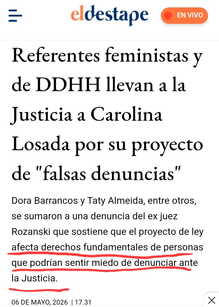 El oscuro ex juez denunciado x armar causas falsas de abuso y acosar a sus empleados, ROZANSKY, es autor de este mamarracho, y dice el Proyecto contra Falsas Denuncias atropella derechos fundamentales.
NO SABIA QUE LA MENTIRA ES UN DERECHO FUNDAMENTAL