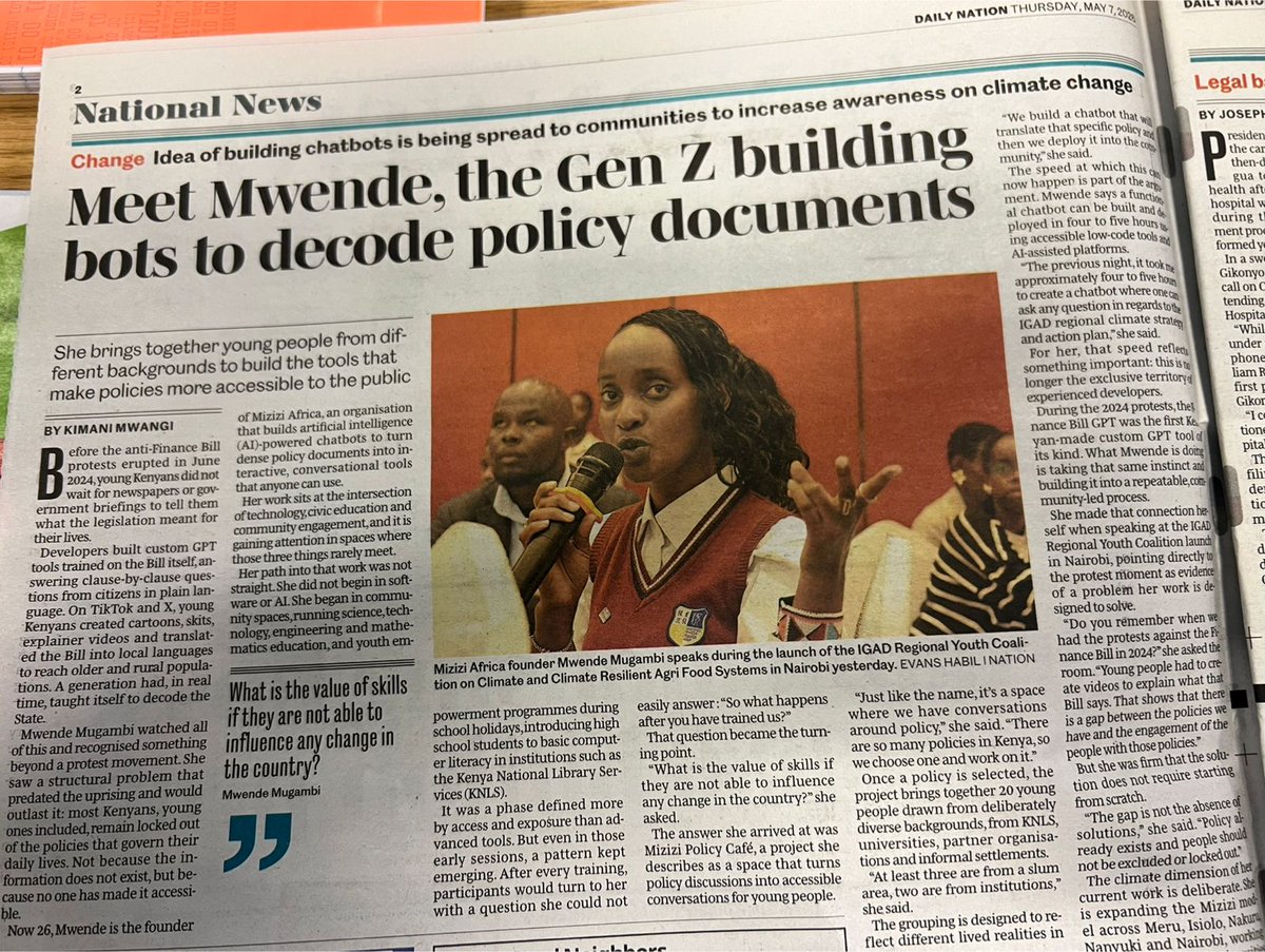In today's Daily Nation paper!

Super proud of the journey <a href="/Mizizi_Africa/">Mizizi Africa</a> has had💜

To more growth🥂