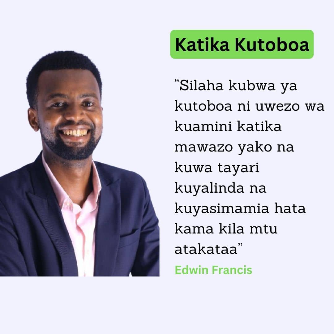 Huu ni moja ya ujumbe unaoni inspire sana kila nikiamka. Ujue kuna watu wengine wanaweza kuwa wanakuambia hili huwezi kulifanya, acha hili fanya lile. 

Hili huwezi kutoboa kwa dizaini hii, ushauri kibao. 

Ila ukijikubali na ukafuata yale unayoona kwako ni sahihi kutoboa ni nje