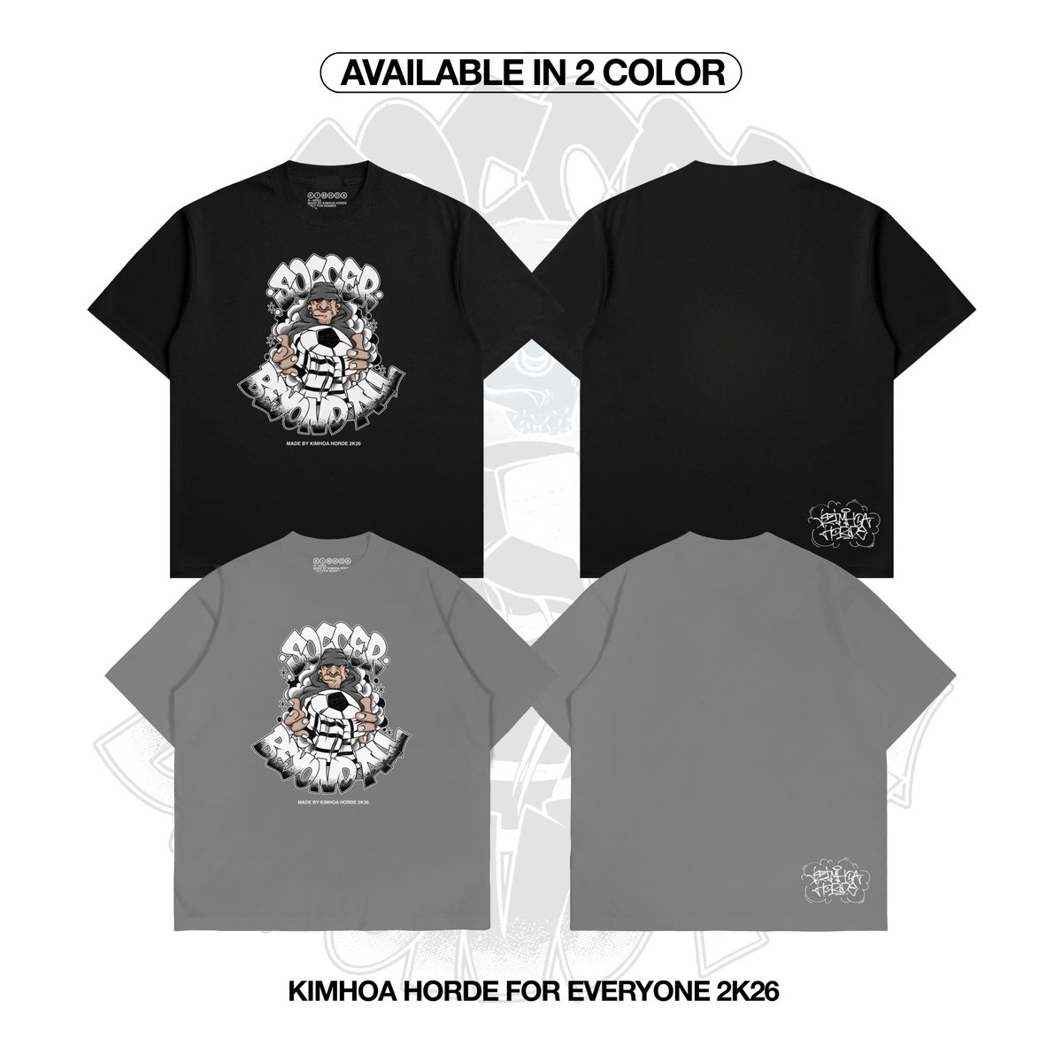 kimhoaboys's tweet photo. RELEASE PRE-ORDER 
(For Everyone)

"SOCCER BEYOND ALL" ART 2

Available in 2 colors, black &amp; light grey.

IDR: 150.000 (FP) / 100.000 (DP) (Exclude Shipping)

ORDER NOW! 📩 
CP 1: +62 877-3993-1982
CP 2: +62 878-5532-2327

Made by Kimhoa Horde K-500🥂 https://t.co/6bXWOkwriA