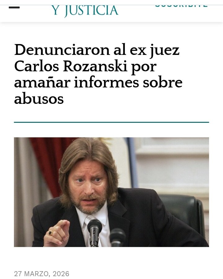 Aquí esta el prontuario de este SOR3T3
Denunciaron al ex juez Carlos Rozanski por amañar informes sobre abusos - Comercio y Justicia share.google/Fu4bvtQt38MOOR…