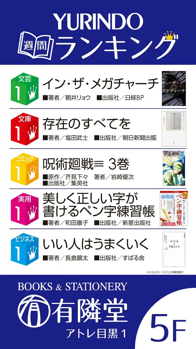 有隣堂アトレ目黒店 tweet media