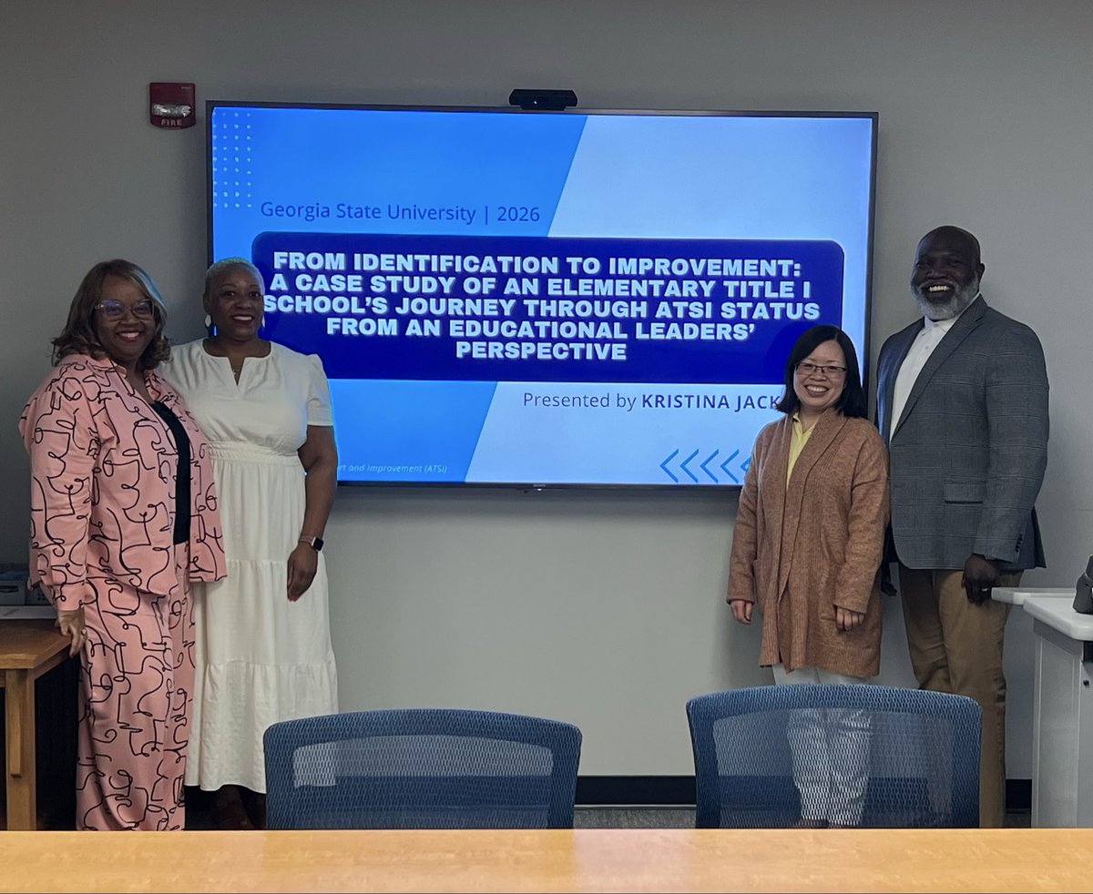 DionneCspeaks's tweet photo. What if ATSI-designated schools were viewed through an asset-based lens instead of a deficit oneโ
Proud dissertation chair moment as Future Dr. Kristina Jackson successfully presented her prospectus exploring culturally responsive school leadership.
#GSUEdLead๐๐พ https://t.co/oQuv9QeZv3