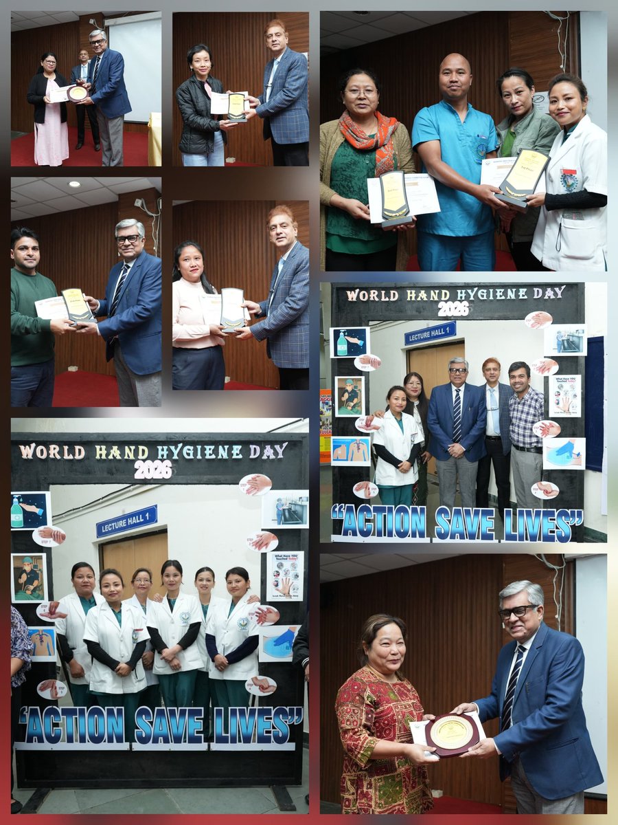 NEIGRIHMS_PRO's tweet photo. 5 May 2026 – Celebration of World Hand Hygiene Day - Winners of various competitions were felicitated by Director NEIGRIHMS. NEIGRIHMS is committed to improve health standards of society with awareness programs at community, schools &amp; hospital levels
#Actionsavelives
#MoHFW https://t.co/XKA3bOG15J