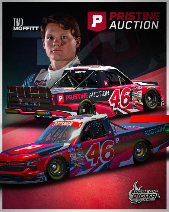 Fluggswashere's tweet photo. Here's an unused @thadmoffitt Pristine Auction truck from the 2024 Phoenix fanvote, in which designers could submit a design to be voted on for the win. I actually quite like this truck.
#NASCAR #lostschemes #unusedschemes #ThadMoffitt #PristineAuction #Faction46 https://t.co/OkflVzFMiF