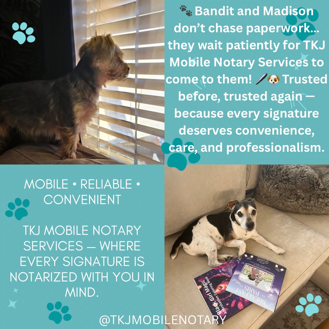 TKJMobileNotary's tweet photo. Don’t chase after paperwork, take the guess work out of it and call TKJ Mobile Notary Services. We are mobile, reliable, and convenient! #tkjmobilenotary #mobilenotary #pittsburghfyp #notary #notarylife #poa #medicaldirectives #financialdirectives #estateplanning https://t.co/6s6tD0HygE
