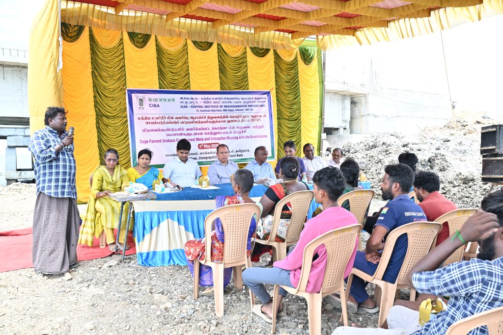 icarciba's tweet photo. Seabass Cage Farming in Brackishwaters transforms the Livelihoods of coastal Scheduled Caste families of T.Kolathur Village, Chengalpattu district, Tamil Nadu on May 1, 2026 see more..https://t.co/6q7bSI2hgq @icarindia https://t.co/iKm03qIPUo