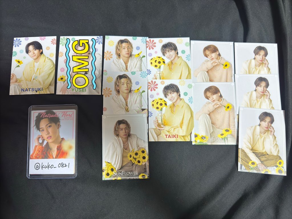 kuko__0821's tweet photo. SUNFLOWER 
FANTASTICS 交換 アクスタ ファンタ フォトカード 

譲➡️  中島颯太 木村慧人 瀬口黎弥 佐藤大樹 澤本夏輝

求➡️堀夏喜 (シクレ＞白縁＞カラフル)

纏めての交換優先。異種可。条件の良い方優先させて頂きます！
郵送希でのお取引希望です！ https://t.co/emZgeUP5WQ