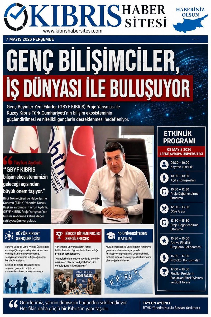 kbrshabersitesi's tweet photo. KKTC’de Genç Bilişimciler İş Dünyasıyla Aynı Platformda Buluşuyor
#KKTC #Kıbrıs #Kibris #KıbrısHaber #SonDakika #Teknoloji #Bilişim #YapayZeka #Yazılım #Girişimcilik #Gençlik #İnovasyon #Startup #CyberSecurity #Teknofest #Eğitim #Üniversite #LefkeAvrupaÜniversitesi #BTHK #GBYFKIBRIS #KuzeyKıbrıs #DijitalDönüşüm #TeknolojiHaberleri #FutureTech #Innovation #Software #AI #TechNews #GençBeyinler #KıbrısTeknoloji