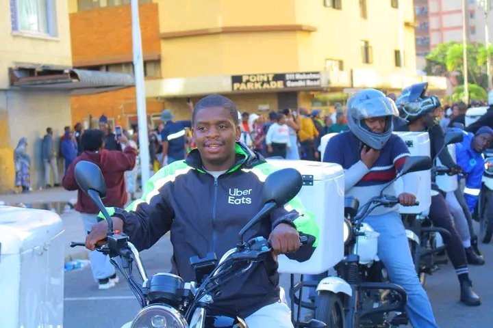 jackson_rem's tweet photo. Saying South Africans don't want certain jobs is a lie. Delivery motorcycle riders joined the march against illegal immigration in Durban CBD. Some of them are graduates. https://t.co/ratVKBElfa