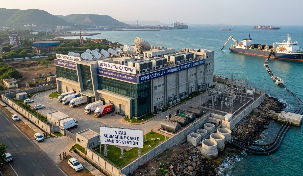 AndhraNexus's tweet photo. Sritech Data Ltd to set up a Cable Landing Station (CLS) in Vizag with an investment of ₹1,800 Cr.

🔹 Subsea cable connectivity from Singapore
🔹 Agreement signed with global telecom giant Orange Group
🔹 Project completion target: 36 months
🔹 Mission-critical infrastructure for hyperscale data centers
#AndhraPradesh