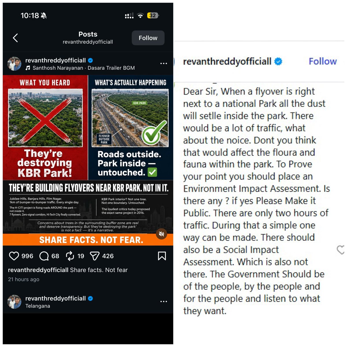 bhadra99406123's tweet photo. Same account (verified community, not official handle, but being used to spread propaganda and misinformation) - Now v/s Then. 

Flyovers were proposed outside the park then as now. What changed? 

#SaveKBR https://t.co/PshGLbLkHS