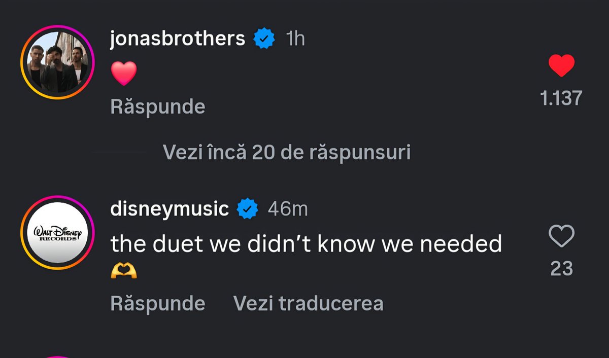 Los Jonas Brothers comentandole a Tini y subiendola a sus historias💖💖💖