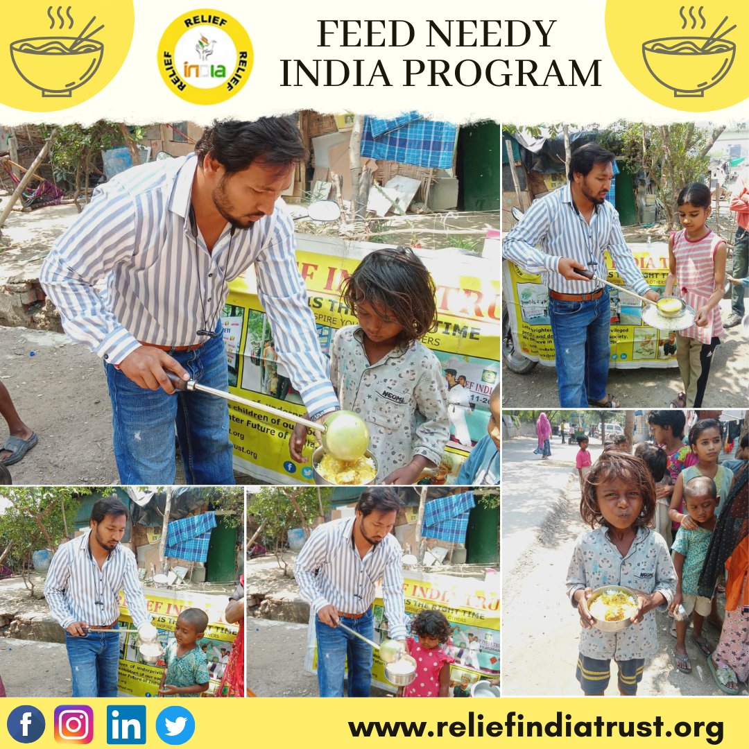 ReliefIndia's tweet photo. Through the Feed Needy India Program, we are reaching the streets, slums, and forgotten corners where hunger silently lives every day. A small act of kindness can bring hope, smiles, and strength to those who need it the most.

#FeedNeedyIndia #ReliefIndiaTrust #EndHunger https://t.co/6NBntIDN98