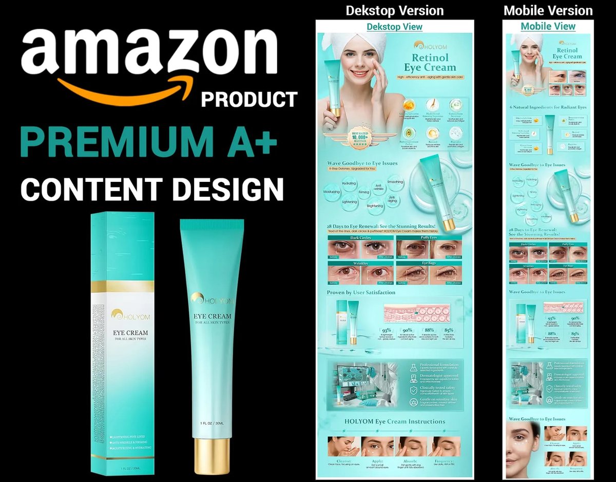 NuralomNuralomt's tweet photo. Amazon Premium A+ content design for Eye Cream

Project Overview
This Premium A+ Content highlights HOLYOM, a skincare brand offering an advanced eye cream formulated..............see more

#APlusContent #AmazonDesign #ListingImages #EcommerceBrand
https://t.co/C301nWMKnC https://t.co/lCWKA8qqWz