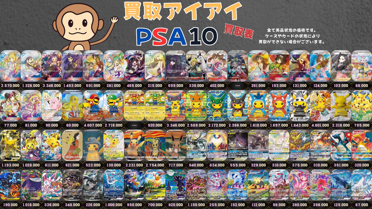 🐒ポケモンカードPSA10買取表🐒 がんばリーリエ¥2,570,000 帽子