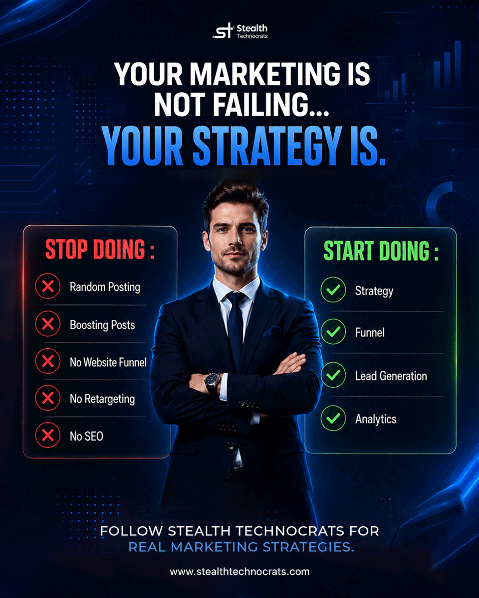 StealthtechST's tweet photo. Marketing isn’t failing, you just need direction.

Random posts and boosted ads won’t scale a business. Strategy, funnels, and data-driven decisions do. Stop guessing. Start growing. 🚀

#MarketingStrategy #LeadGeneration #DigitalMarketing #BusinessGrowth https://t.co/sQSVaC2pIS