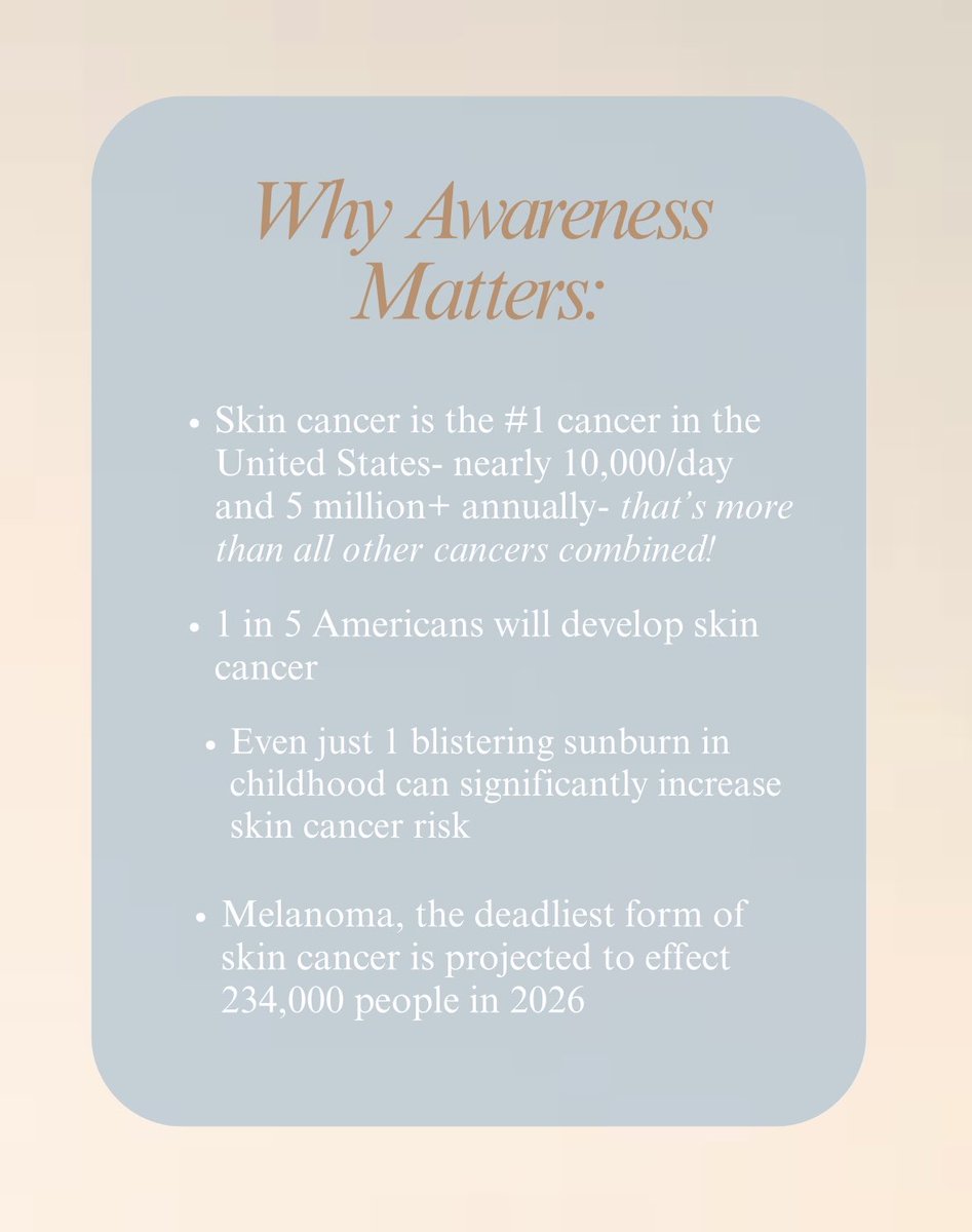 DermMedGroup's tweet photo. May is Skin Cancer Awareness Month ☀️

Skin cancer is the most common cancer in the United States—but many cases are preventable with consistent sun protection and early detection.

#SkinCancerAwarenessMonth #WearSPF #dmgnc #PreventSkinCancer #HealthySkin https://t.co/7ncvwdLcDY