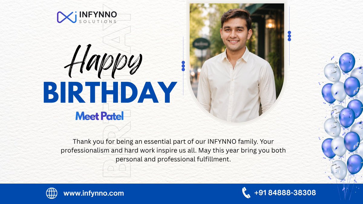 infynno's tweet photo. Happy Birthday,𝐌𝐞𝐞𝐭!🎉
Wishing you a day filled with joy, laughter, and good vibes all around. Your cheerful presence and positive attitude always bring light to the team.
Your funny nature and the way you keep the environment lively make even normal moments more enjoyable.😄 https://t.co/y9AcjVJ5iu