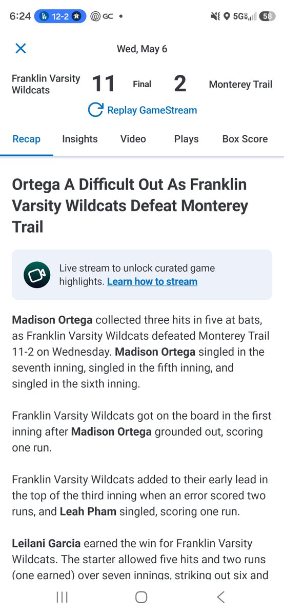 madiortega2027's tweet photo. Regular season ended with a dub. Went 3-for-5 at the plate, driving in 4 runs. Defensive highlight, an on the run double play. #PlayOffReady #softball #recruiting #uncomitted
@LMagic_Munoz16U @westcoastpreps_ @WCPSacramento @PrepSoftball @DirectRecruits @EliteRecruits_ @linedsoftball @HawaiiSB @CoachDomGarcia @Morgan_Scott023 @jennytopping @ucsd_coachp @J_Cottrill_ @CSchoony11 @stef_ewing @MarcKKendrick @jo_evans @VictoriaHayward