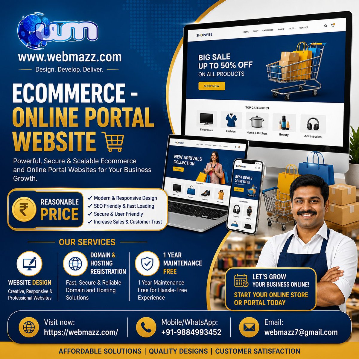 webmazz's tweet photo. Ecommerce Website Design Services in Virudhachalam – Webmazz Software Solutions

https://t.co/dSmEsfS3Rf

#Virudhachalam #VirudhachalamBusiness #VirudhachalamWebsiteDesign https://t.co/EmOsPEvpc8