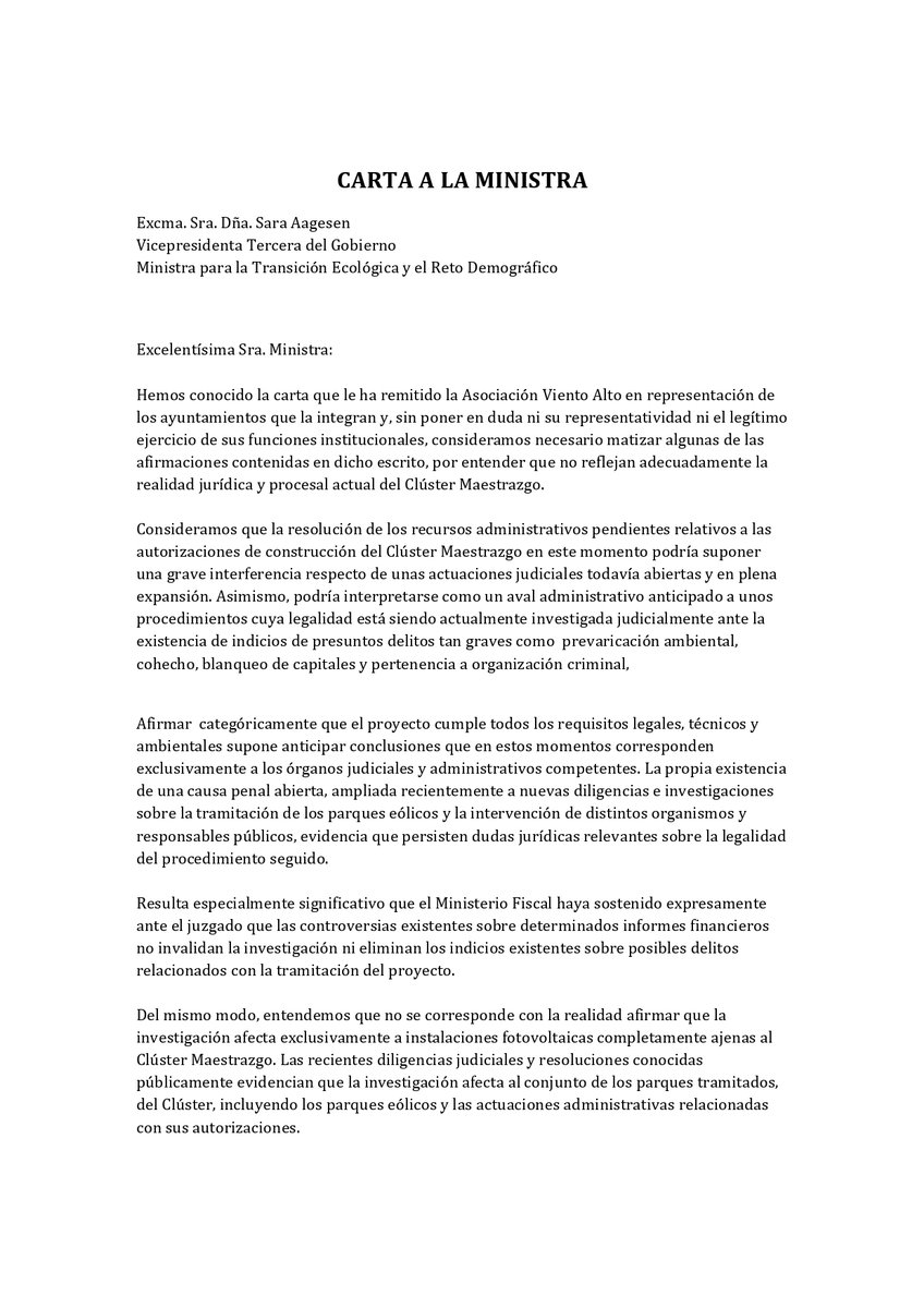 NoMatCCastello's tweet photo. ‼️El desenvolupament i el futur de cap territori es pot basar en procediments judicialitzats i sota investigació judicial per possible organització criminal en la tramitació macroprojectes energètics sobre espais protegits

📩Carta @NoMatCCastello i @paisajes_teruel a @mitecogob https://t.co/sqf9QeADOs