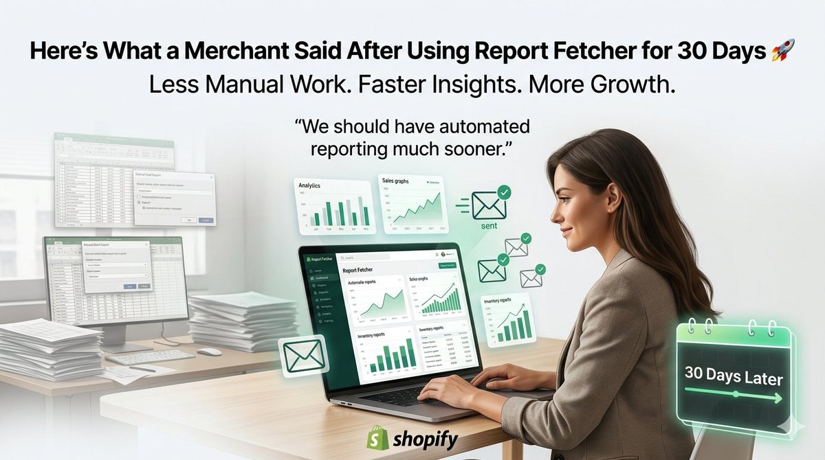 ishratbatool623's tweet photo. “We should have automated reporting much sooner.” 🚀
That’s what a Shopify merchant said after 30 days with Report Fetcher.
Less manual exports.
Less spreadsheet chaos.
More time for growth. 📈
🔗 https://t.co/FAftdwhU4C
#Shopify #Ecommerce #Automation #ReportFetcher https://t.co/x58XT2p8qP