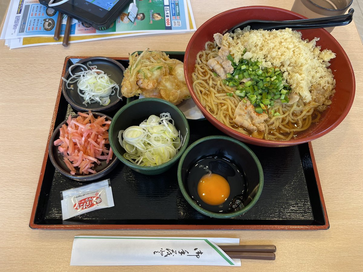 RT @tokaov: 三陸道無料区間八戸インターちょい前のゆで太郎で朝兼昼