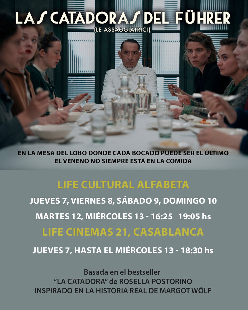 eneccine's tweet photo. ESTRENO Cada comida es una ruleta silenciosa. Entre el hambre que las consume y el terror que les oprime, las catadoras aprenden a guardar secretos y a confiar lo imprescindible. Las alianzas se vuelven frágiles, las amistades peligrosas y la esperanza un acto de resistencia. https://t.co/jcbHAbq75T