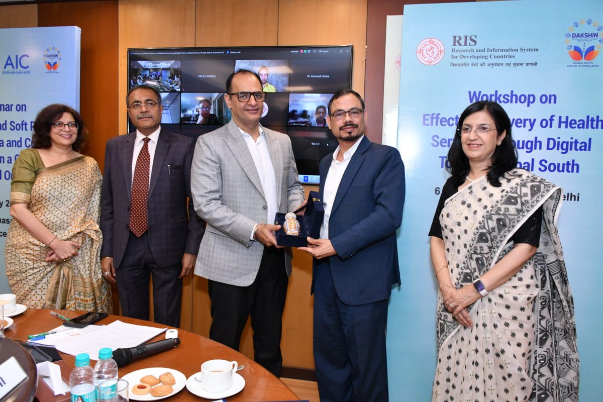 NITIAayog's tweet photo. NITI Aayog participated in the workshop on “Effective Delivery of Health Services through Digital Tools in the Global South,” organised by DAKSHIN – the Global South Centre of Excellence at Research and Information System for Developing Countries (RIS).

Prof. Pravakar Sahoo, Programme Director, Economics & Finance (E&F-I), NITI Aayog, delivered the keynote address, highlighting that the realisation of India’s Vision 2047 is intrinsically linked to progress in health, education, and skilling. He emphasised the transformative potential of digital tools in expanding healthcare access, bridging rural–urban disparities, and strengthening the efficiency of service delivery systems.

The workshop brought together distinguished experts and policymakers, including Prof. Sachin Kumar Sharma, Director General, RIS; Dr. Patila Malua Amosa, Vice Chancellor and President, National University of Samoa; Dr. Rajan Sudesh Ratna, Coordinator, DAKSHIN, RIS; and Ms. Geetu Joshi, Economic Adviser, Department of Health & Family Welfare, Ministry of Health and Family Welfare.

#PMOIndia #NITIAayog #DigitalHealth #GlobalSouth #HealthcareInnovation #HealthTech #DigitalTransformation #Vision2047 #InclusiveDevelopment