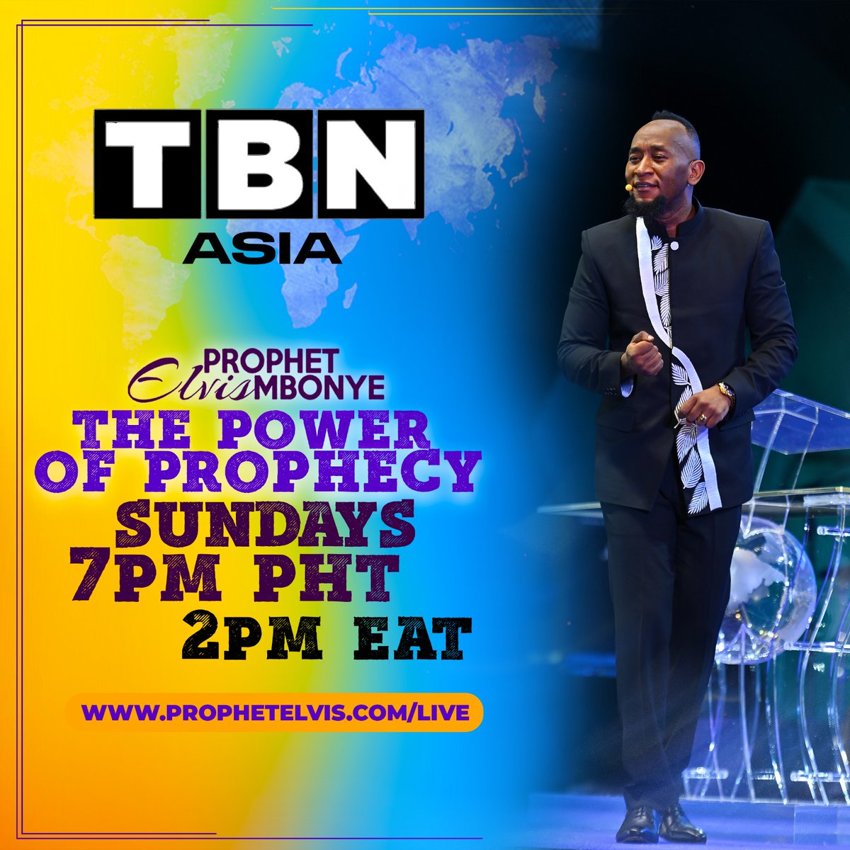 TBNAsiaOfficial's tweet photo. How To Get God Manifest To You – PART 01
📅 Sunday, May 10, 2026 | 🕖 7:00 PM
Join The Power of Prophecy with Prophet Elvis Mbonye
for a night of revelation and breakthrough.
Don’t miss it.
#ThePowerOfProphecy #ProphetElvisMbonye https://t.co/yDveA5Zw33