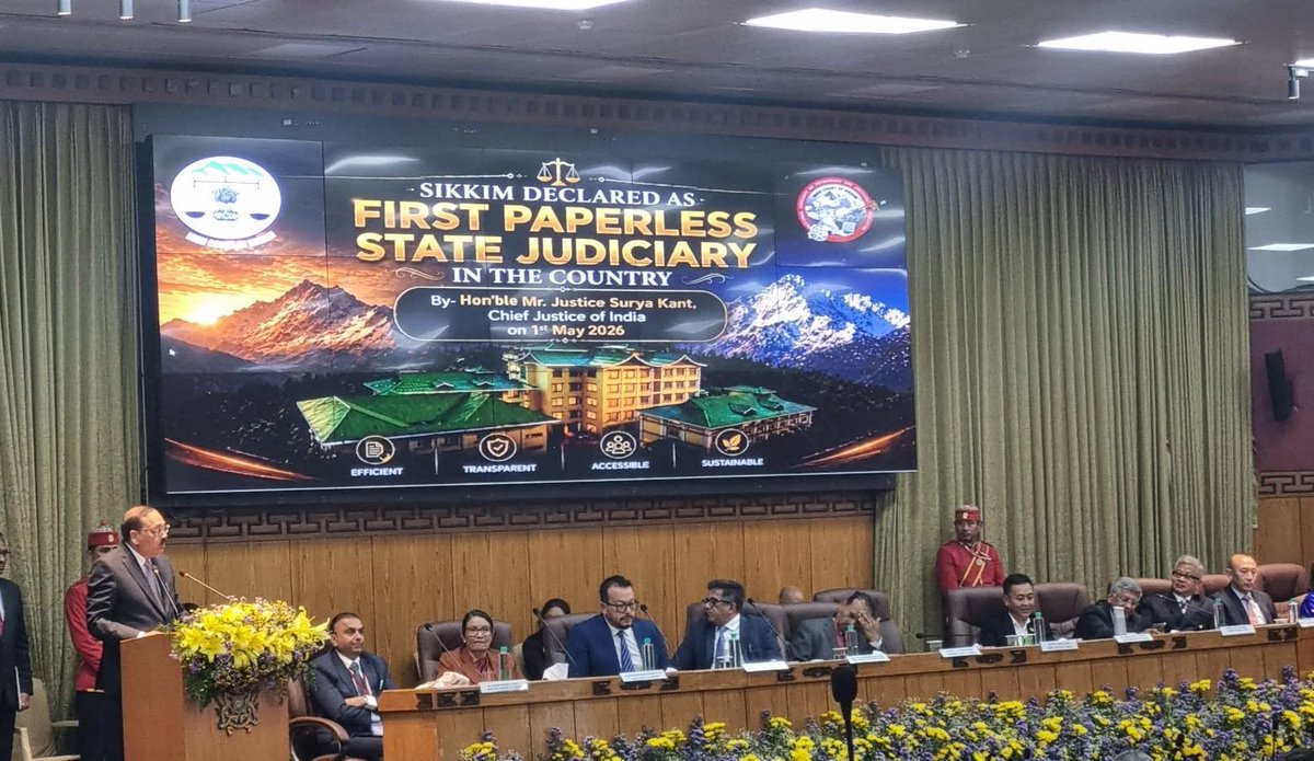 Paper Less India Sikkim was declared India's first fully paperless state judiciary by ...