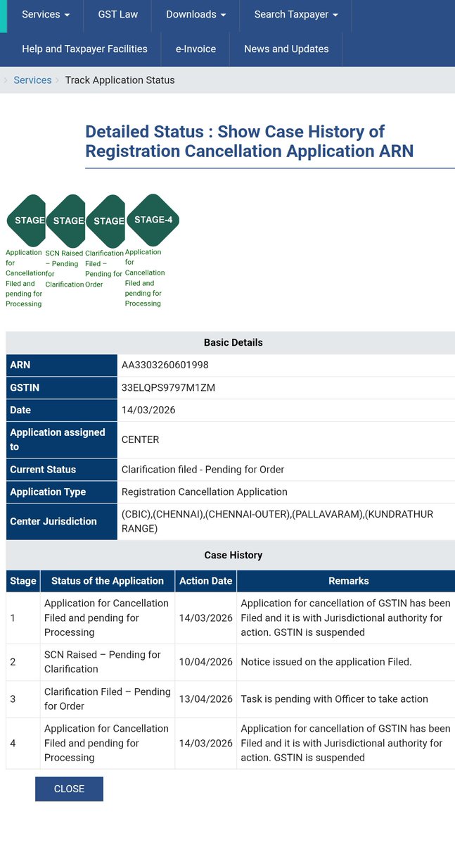 dineshad44's tweet photo. Dear @Infosys_GSTN ARN :AA3303260601998
Clarification filed on 13/04/2026 pending for Order. https://t.co/EF4Lw03FIz