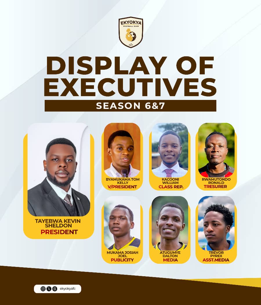 ekyokyaFc1723's tweet photo. The engine behind the badge, Meet the Ekyokya FC Executive Committee for Seasons 6 &amp; 7 ⚽🔥 https://t.co/tvkunvjXe9
