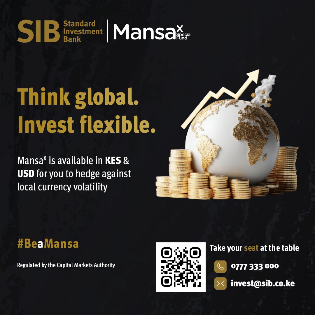 investwithSIB's tweet photo. A Mansa is one who builds wealth with a global perspective.
#MansaX allows you to diversify across currencies, protect value, and invest with confidence in changing markets. KES or USD — the choice is yours.
#BeaMansa
Visit https://t.co/Z4LX5tntZa to take your seat at the table.