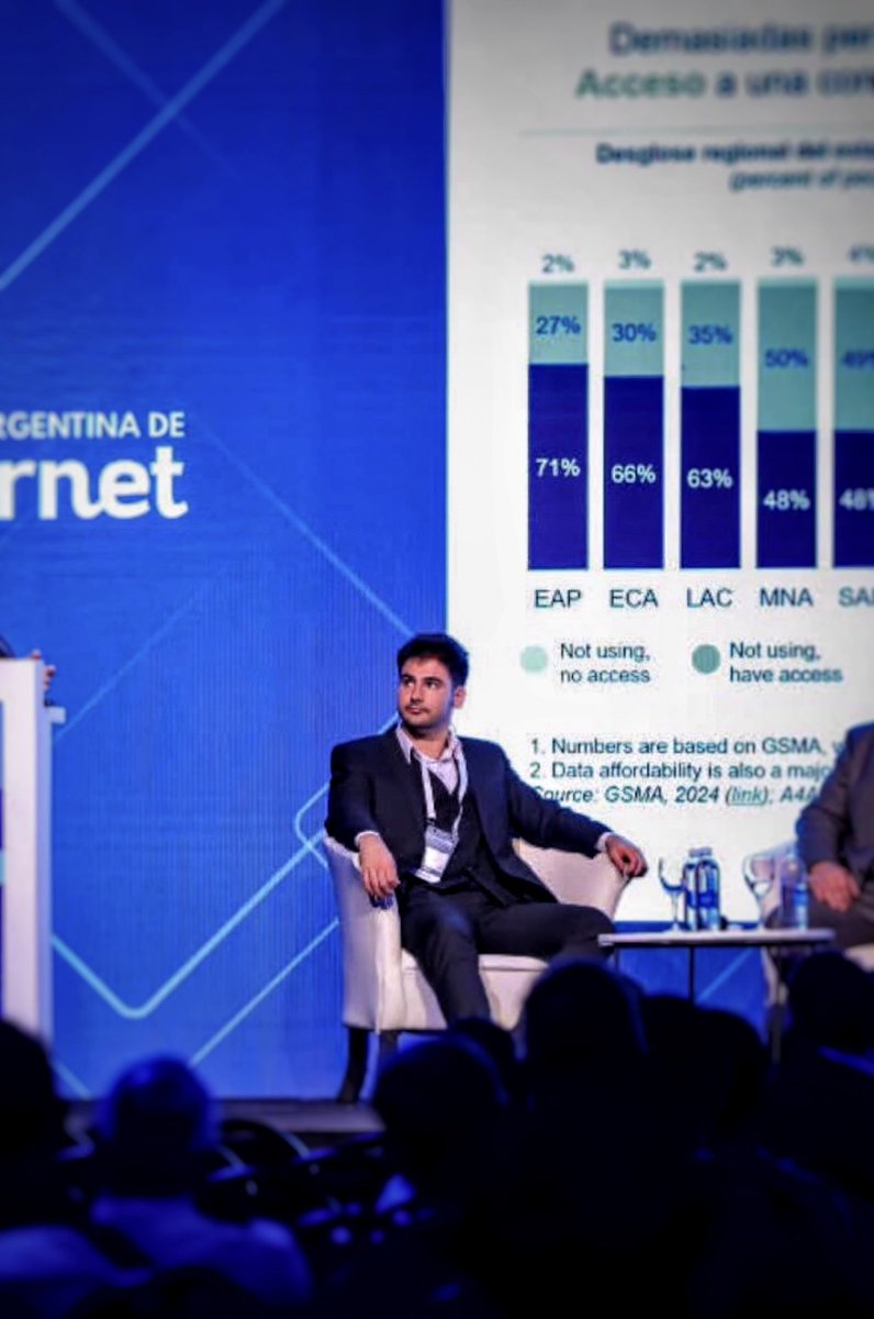 LucasAriasIA's tweet photo. Moderé hoy en el Internet Day 2026 de @CabaseAr, un panel con números regionales detrás de la tesis.

Existe una correlación directa entre infraestructura digital, productividad y crecimiento del PBI.

Banco Mundial: un +10% en penetración de banda ancha puede sumar hasta +2% de PBI en países de ingresos medios. 

Argentina necesita un enfoque desarrollista orientado a infraestructura, conectividad y capacidades tecnológicas. Debemos pensar en décadas, como mínimo.

Con Niccolò Comini (@bancomundial) y Martín Wessel (@udesa / UCA).

La conclusión de Wessel fue sumamente honesta: la inversión en infraestructura digital mejora el PBI — pero no es barata, no es fácil, no es rápida. Requiere compromiso público y privado en simultáneo.

“Y hay que hacerlo!”

Desde el GIAR seguimos construyendo ese puente.