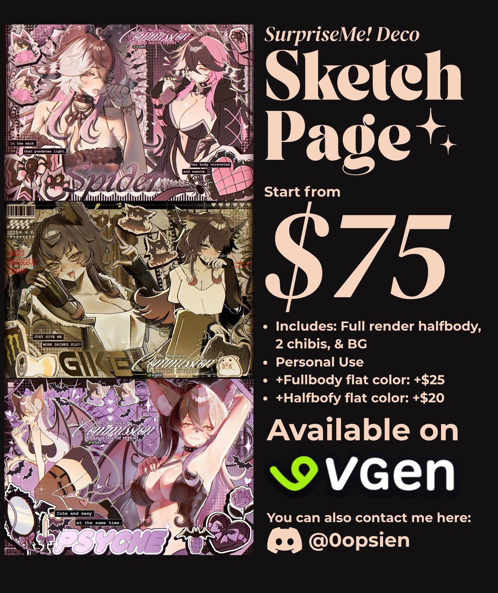 0opsien's tweet photo. 🌷 SurpriseMe Commission🌷
[♡ + ↻ are very appreciated]
Hello there!! I'm opening a Sketchpage surprise me/skeb-like commission✨
It's available on vgen-> https://t.co/B106JcW28G
Feel free to DM me if u interested or wanna ask some questions✨💕
#VGenComm #Commission #VgenOpen https://t.co/dGrgEqA0Up