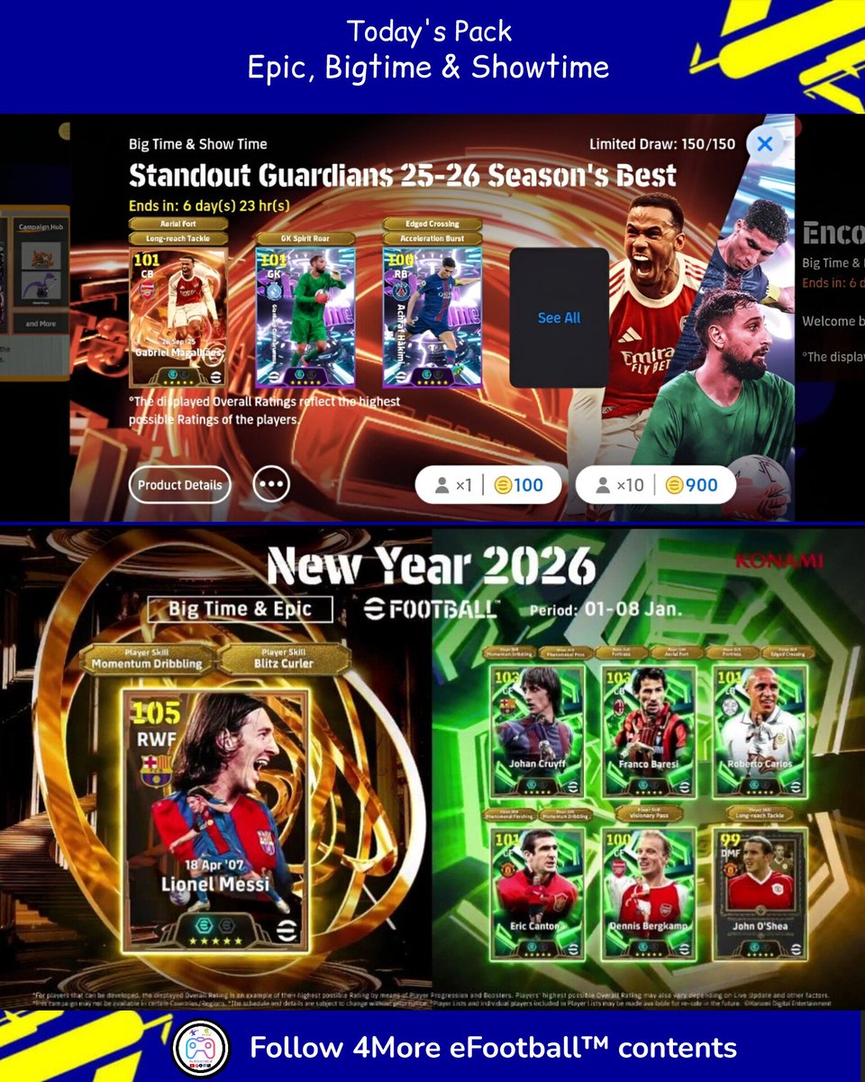 eveFootballyt's tweet photo. Today's Pack ✅ | #efootball
Comment your thoughts👉
Share with your eFootball™ mates 😂
Follow & Support 4More eFootball™ 🎮 contents
#eFootball2026 #Konami #eFootballMobile #eFootballupdates MobileGaming https://t.co/ugeAC8hkDq