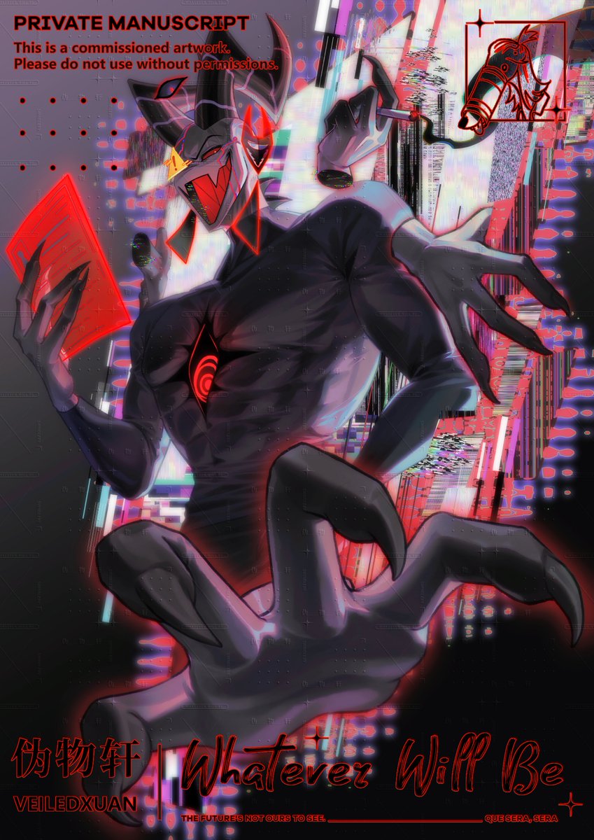 veiledxuan's tweet photo. Vacation's Over.

You know the drill — five summary reports on my desk. Now.

Commissions are open if you want something like this  Just DM me.

#HazbinHotel #HazbinSinnerOC #DemonOC #BossEnergy #Commission https://t.co/MjxmxnWrw4