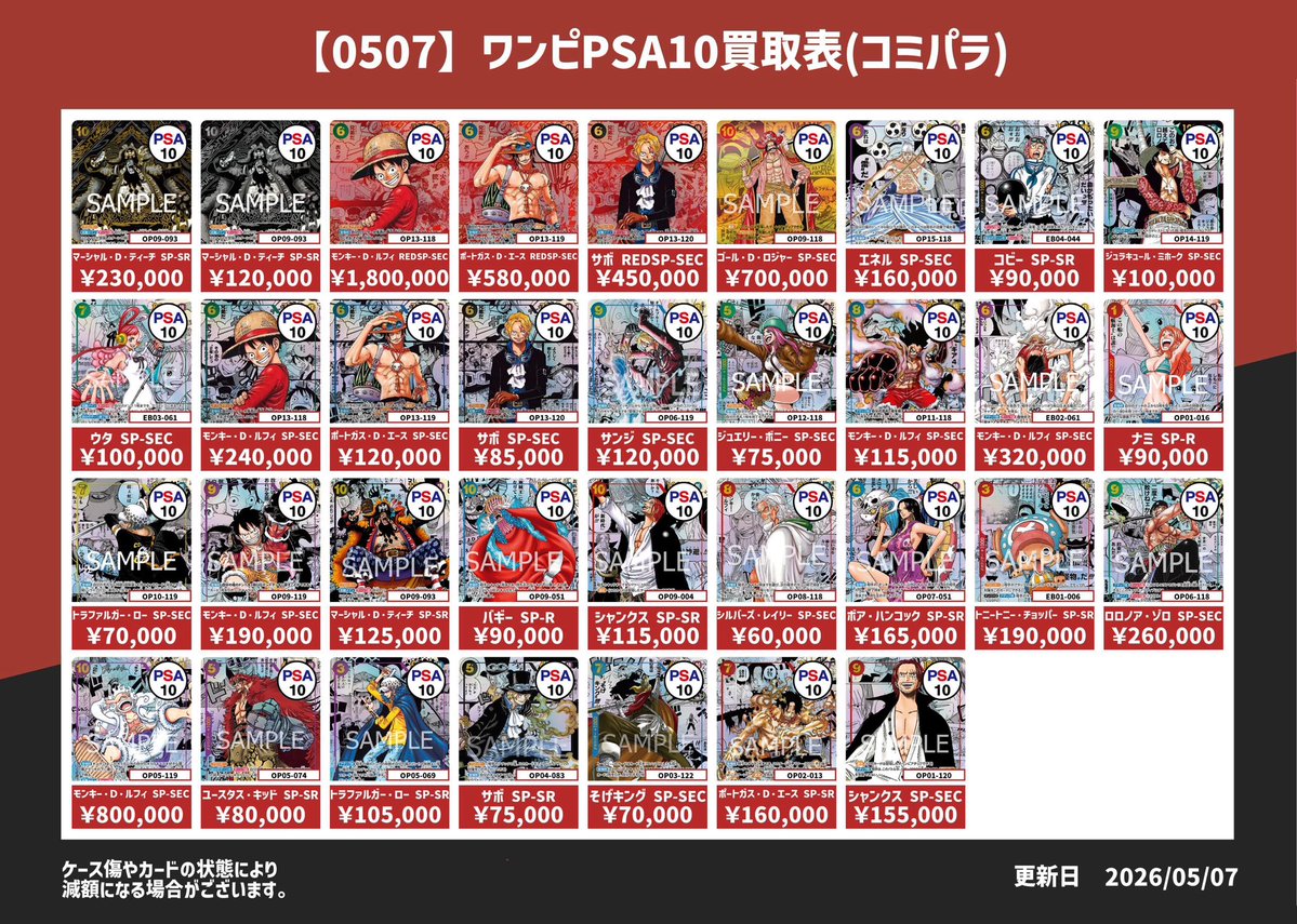 ワンピースカード　psa10 PSA10 ルフィ エラーカード ワンピースカードゲーム 500年後の未来 1枚