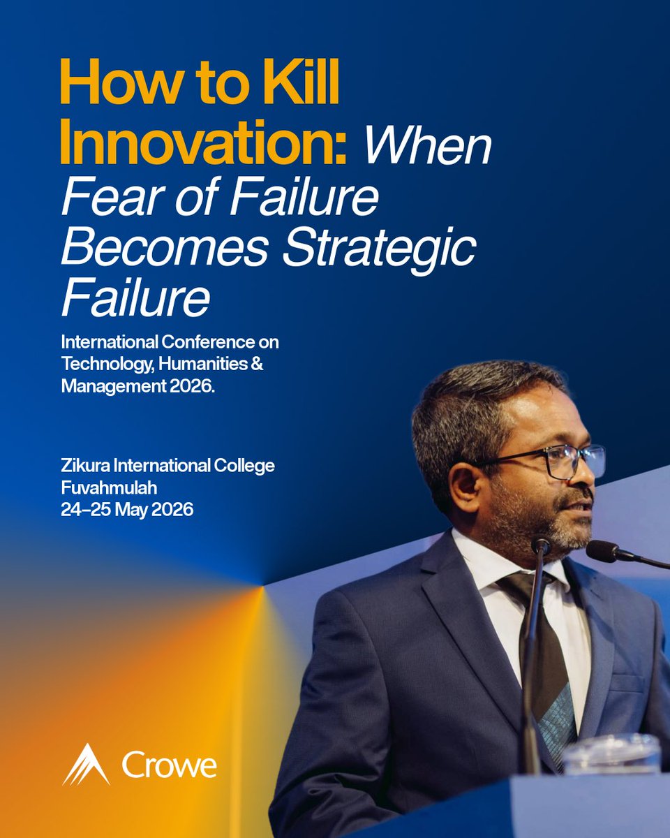 crowemv's tweet photo. Innovation doesn’t fail because of a lack of ideas, it fails when fear prevents action.

Our Managing Partner, Mr. Hassan Mohamed, will be speaking on taking risks and cultivating cultures of innovation, adaptability, and strategic growth at the ICTHM @zikuracollege https://t.co/sbdSTTcjkL