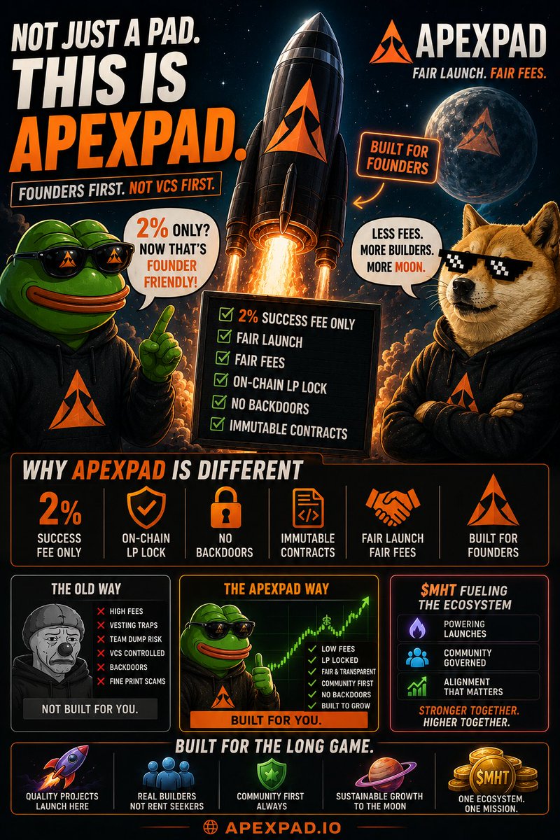 alwayone1's tweet photo. @apexpad_io @Majorcrypt001 Most launchpads talk about hype.
ApexPad talks about builders. 🚀
2% fee.
No backdoors.
Fair launch.
Built for founders who actually want to build.
The next generation of projects won’t start with VCs.
They’ll start with communities. 🔥
$MHT #ApexPad https://t.co/EMeKs9i0cr
