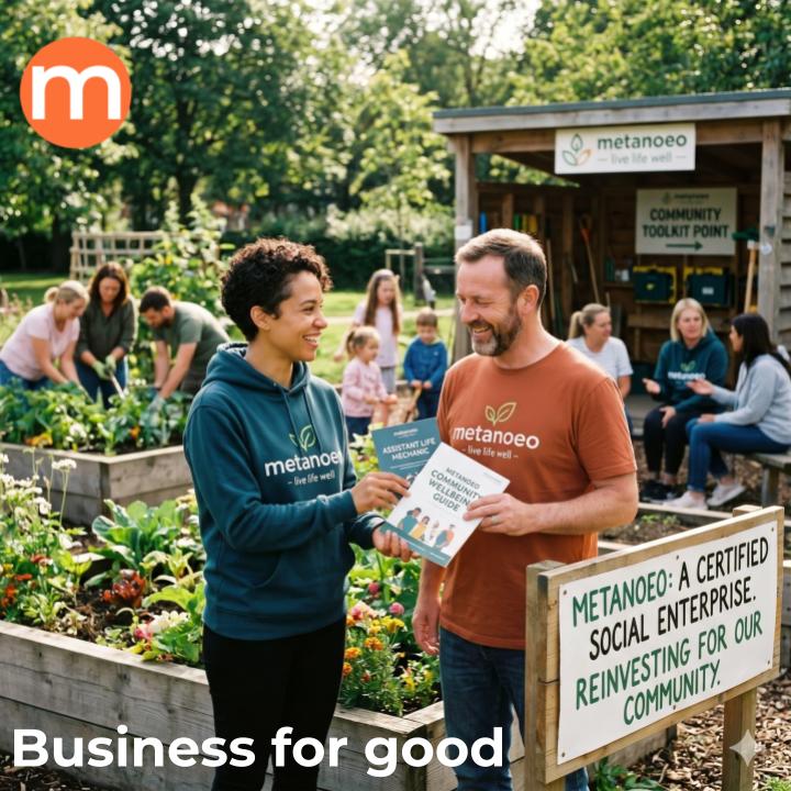 Choose a coach that gives back. 🌍 As a certified Social Enterprise, Metanoeo reinvests profits to make wellbeing accessible to all. Grow yourself while growing your community. 🤝

#BusinessForGood #SocialEnt #Metanoeo #Impact