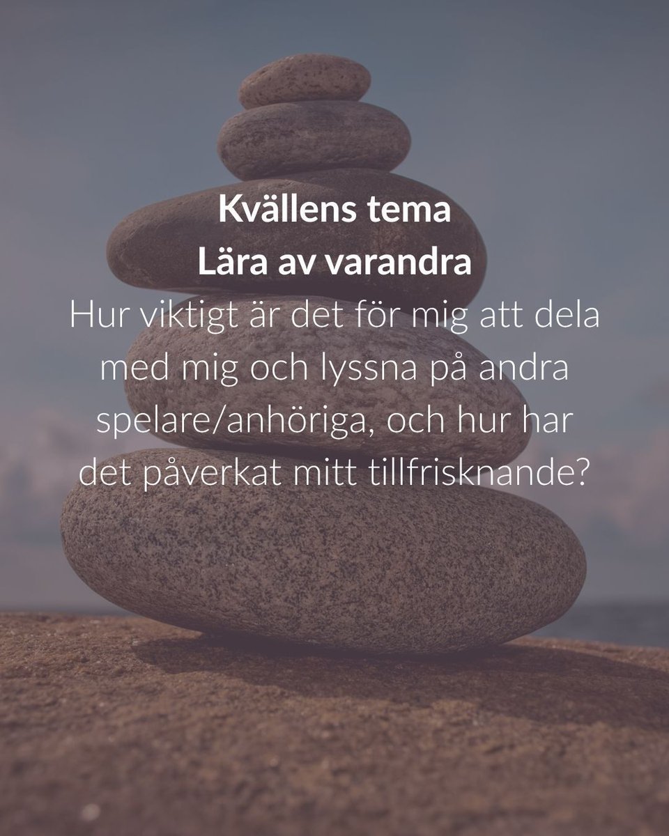 spelfriheten's tweet photo. Kvällens tema på Föreningen Spelfriheten - Lära av varandra - Hur viktigt är det för mig att dela med mig och lyssna på andra spelare/anhöriga, och hur har det påverkat mitt tillfrisknande? 

Tillsammans skapar vi igenkänning och hopp för spelare och anhöriga.

Välkommen in. 🤗 https://t.co/PE7lntxb4E