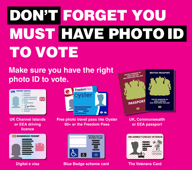 hackneycouncil's tweet photo. 📣 The polls are now open for the Mayoral and local councillor elections for Hackney

▶️ Polls are open until 10pm today

❗ Don't forget you will need photo ID when voting

▶️ All you need to know about the elections see https://t.co/kWNJPgMcDS https://t.co/3tY769v7sz