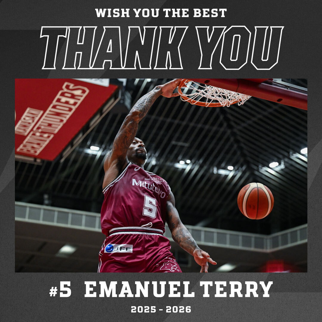 brave_thunders's tweet photo. 2025-26シーズンをもって、エマニュエル・テリー選手との選手契約が満了となりますことをお知らせいたします。

常にエナジーをもたらし、最後まで全力でプレーし続けるその姿と、明るい人柄でチームを鼓舞し続けてくれました。Thank you, ET!

▼コメント
https://t.co/uEXj6Wkwrp https://t.co/lmbDK7UuuI