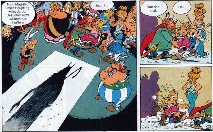 Asterix_Archiv's tweet image. Carpe momentum - das Zitat des Augenblicks: "Halt das mal." Majestix in Der Seher, Seite 7. #Asterix
