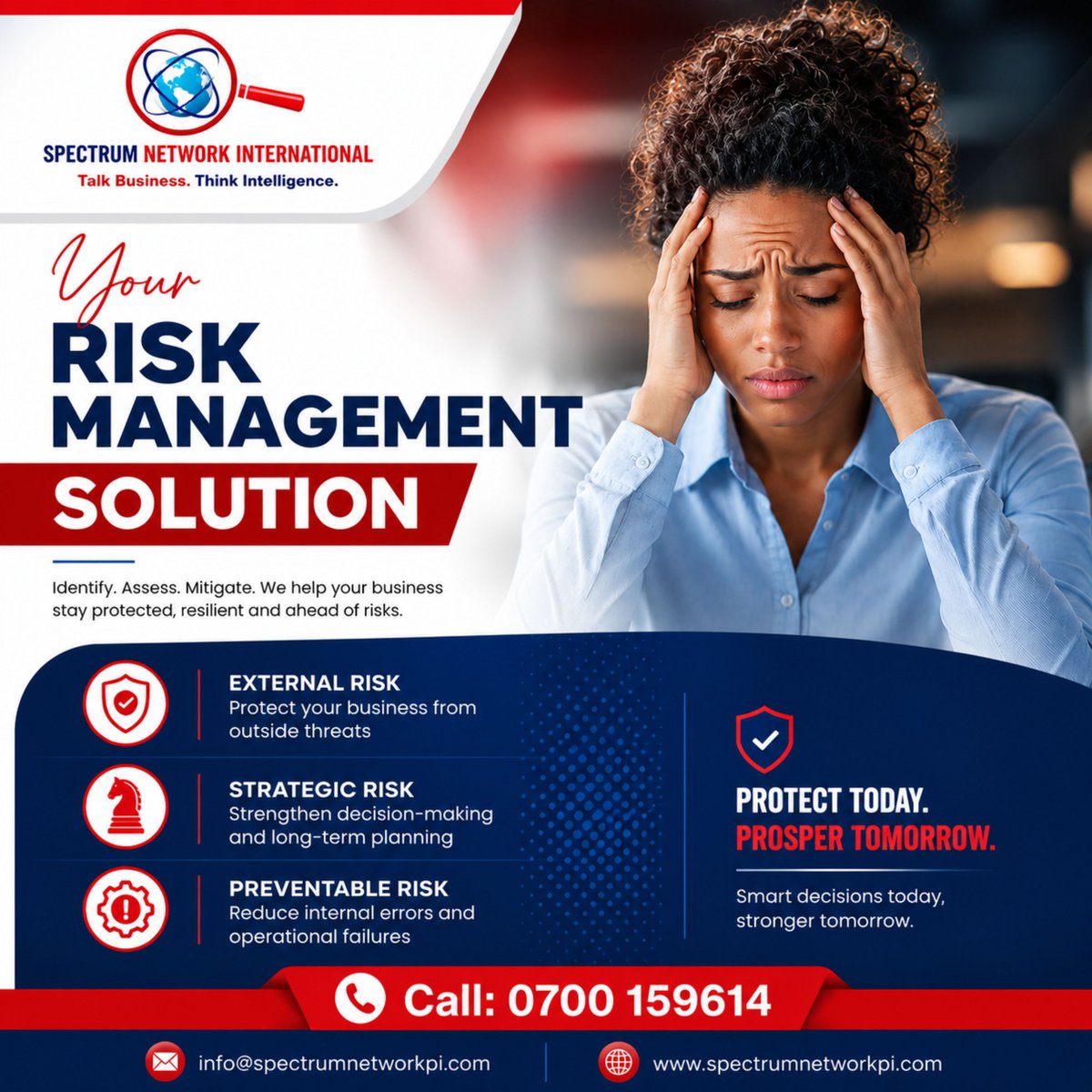 SpectrumNetwor4's tweet photo. Your business deserves protection before risks become losses.

#RiskManagement
#BusinessSecurity
#CorporateSolutions
#SpectrumNetworkInternational
#BusinessGrowth
#StrategicPlanning https://t.co/Y87YTgXiRw